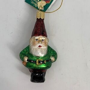 Old World Christmas Ornament‎ Gnome Santa Dwarf Red Green Holiday Tree